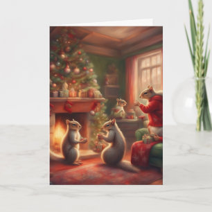 Eichhörnchen-Familien-Weihnachten gemütliches Wohn Karte