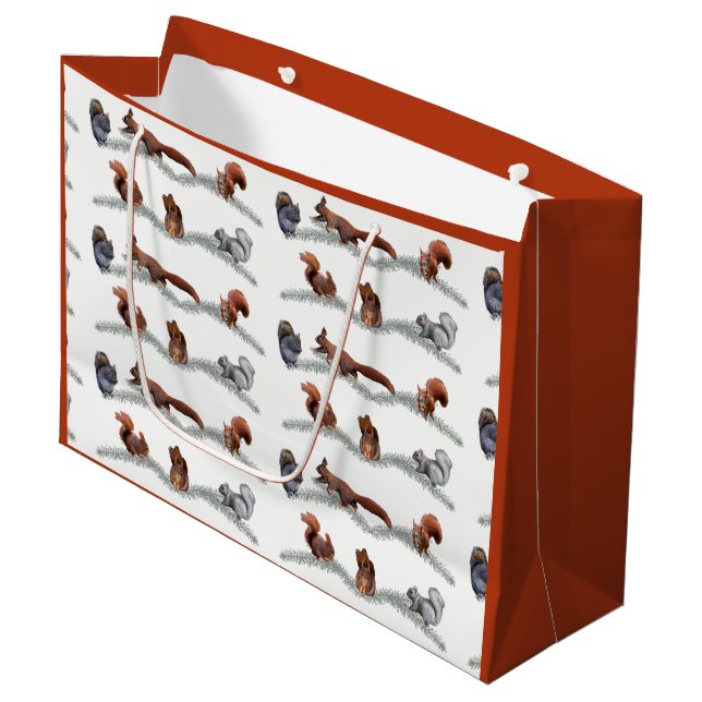 Eichhörnchen Frenzy Geschenktasche Große Geschenktüte (Vorderseite Schrägansicht)
