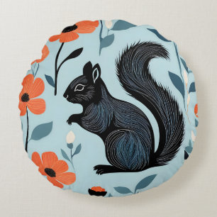 Eichhörnchen Frühlingsblumen Kunst Rundes Kissen