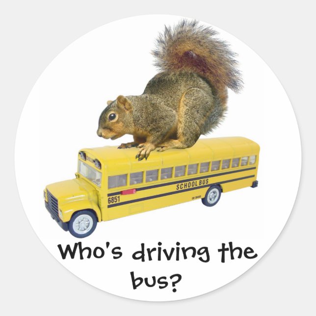 Eichhörnchen für den Schulbus Runder Aufkleber (Vorderseite)