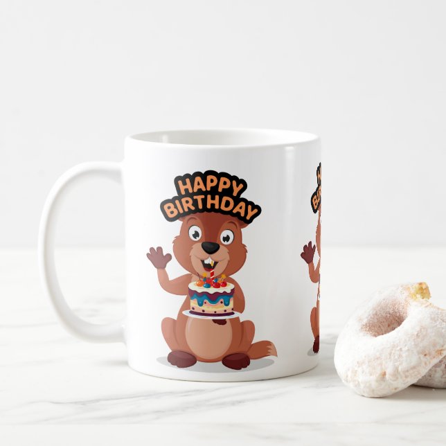 Eichhörnchen-Geburtstag Kaffeetasse (Mit Donut)
