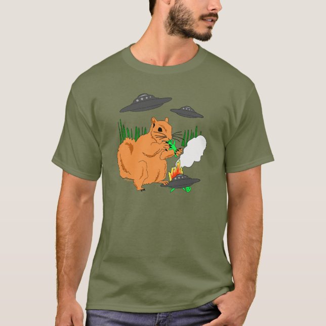 Eichhörnchen gegen Außerirdischen T-Shirt (Vorderseite)
