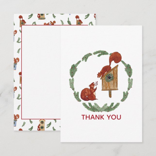 Eichhörnchen Geschenk Dankeschön Karte (Vorne/Hinten)