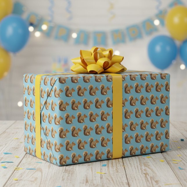 Eichhörnchen Geschenkpapier Set (Whimsical Squirrel Pattern Premium Wrapping Paper Sheets)