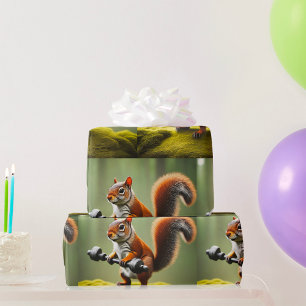 Eichhörnchen Gewichte heben Geschenkpapier