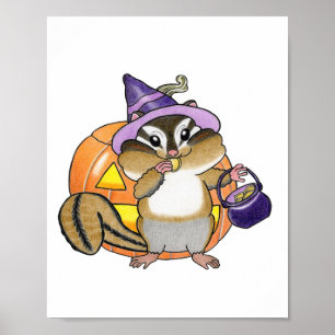 Eichhörnchen Halloween-Kürbis-Kinderzimmerplakat n Poster