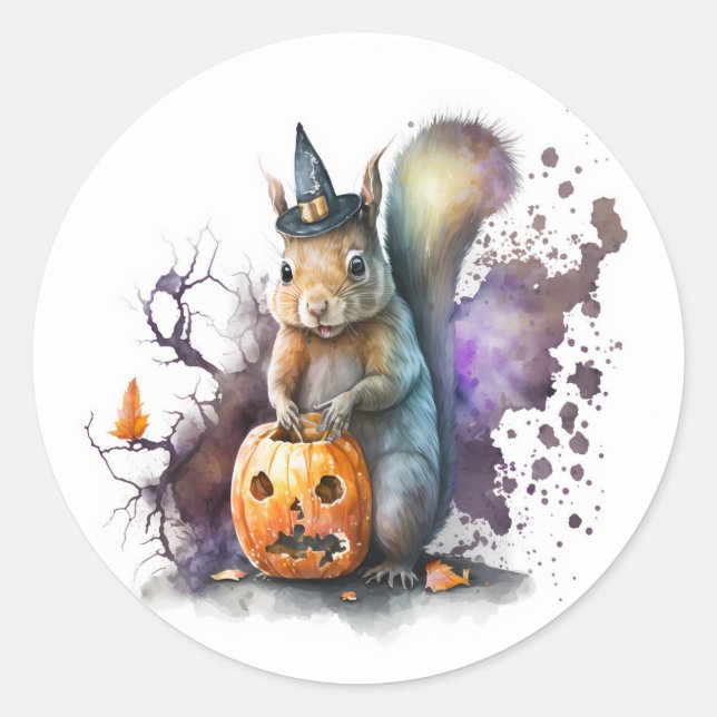 Eichhörnchen Halloween Runder Aufkleber (Vorderseite)