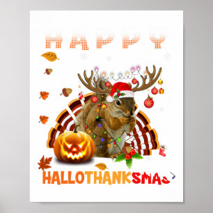 Eichhörnchen Halloween und frohe Weihnachten Happy Poster