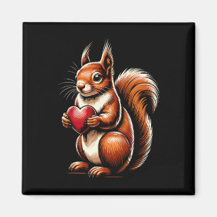 Eichhörnchen hält Herz Valentinstag Süße Valentins Magnet