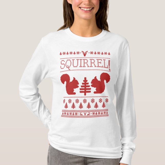 Eichhörnchen-hässliche Weihnachtsstrickjacke T-Shirt (Vorderseite)