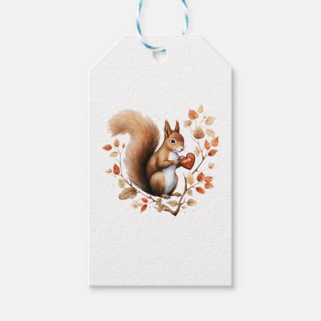 Eichhörnchen Herz Nut Valentine's Day Woodland Geschenkanhänger (Vorderseite)