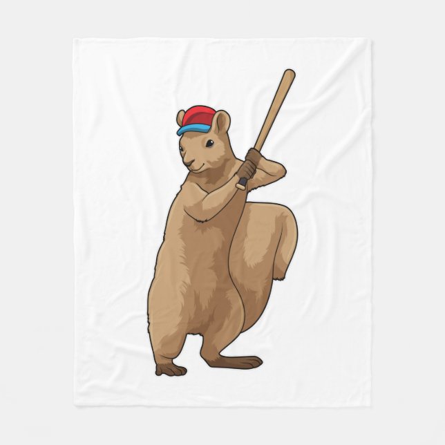 Eichhörnchen im Baseball mit Baseballschläger Fleecedecke (Vorderseite)