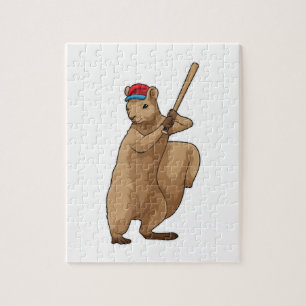 Eichhörnchen im Baseball mit Baseballschläger Puzzle