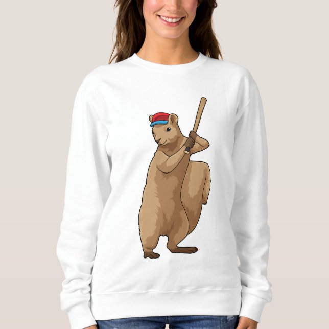 Eichhörnchen im Baseball mit Baseballschläger Sweatshirt (Vorderseite)