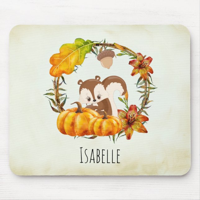 Eichhörnchen im blumigen Kreidefall Rustikal Mousepad (Vorne)