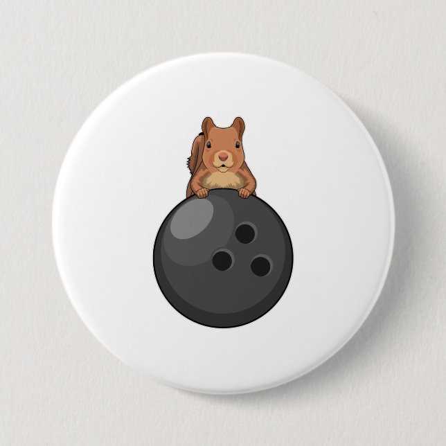 Eichhörnchen im Bowling mit Bowlingball Button (Vorderseite)