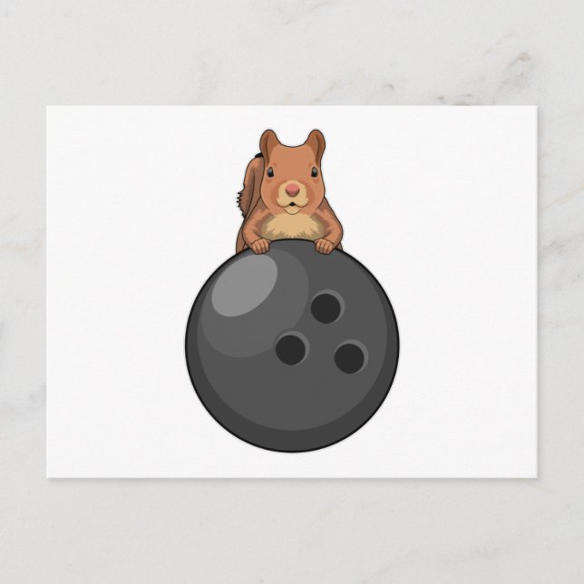 Eichhörnchen im Bowling mit Bowlingball Postkarte (Vorderseite)