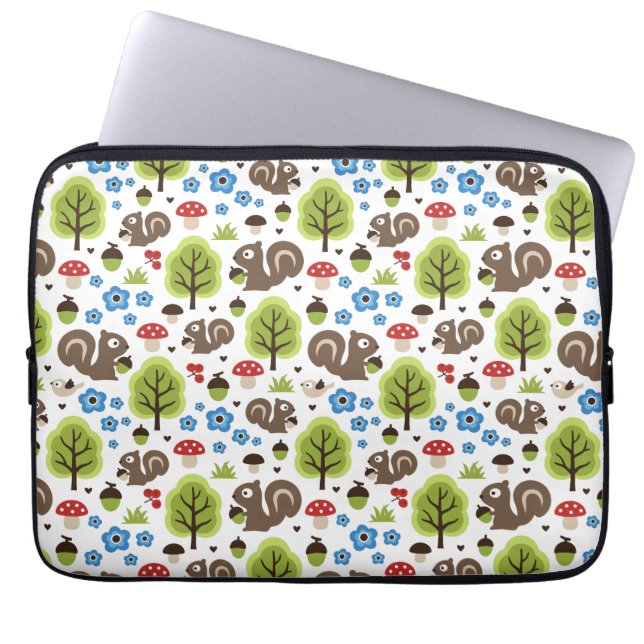 Eichhörnchen im Eichenwaldmuster Laptopschutzhülle (Vorderseite)