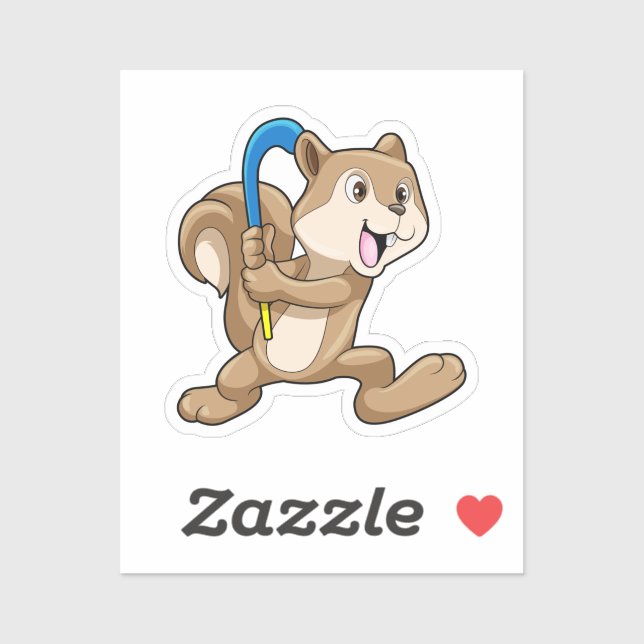 Eichhörnchen im Feldhockey mit Stick Aufkleber (Blatt)