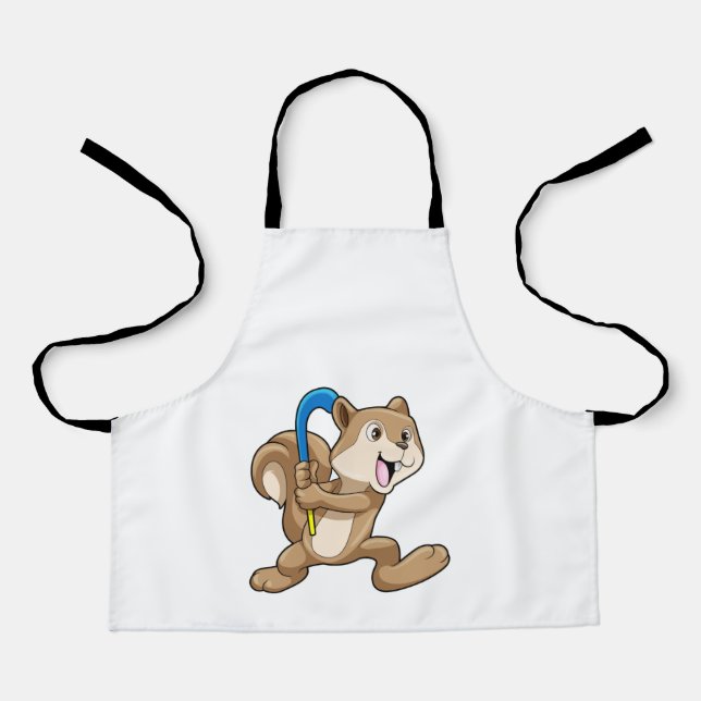 Eichhörnchen im Feldhockey mit Stick Schürze (Vorderseite)