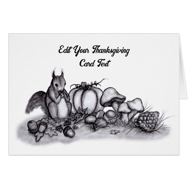 Eichhörnchen im Herbst, Glückliches Erntedankfest! (Vorderseite (Horizontal))
