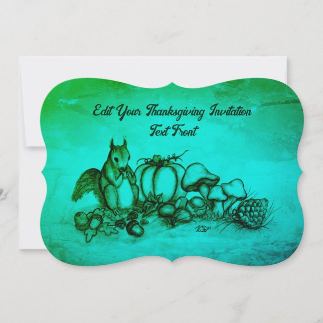 Eichhörnchen im Herbst, Glückliches Erntedankfest! Einladung (Vorderseite)