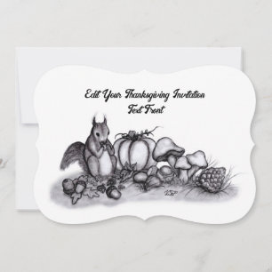 Eichhörnchen im Herbst, Glückliches Erntedankfest! Einladung