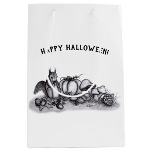 Eichhörnchen im Herbst, glückliches Halloween! Mittlere Geschenktüte