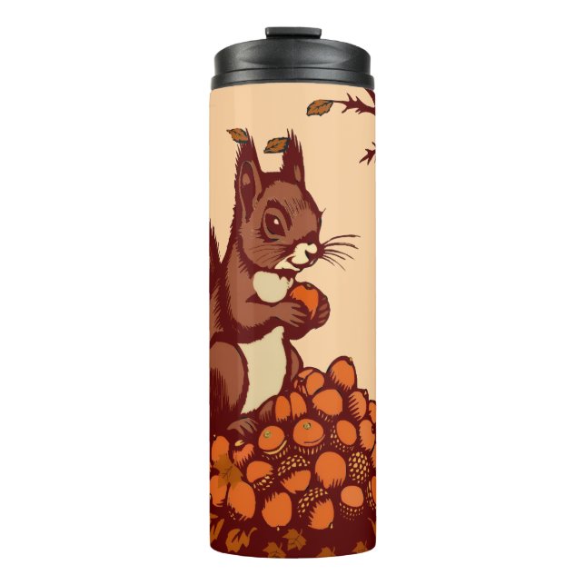 🐿️ Eichhörnchen im Herbst Isolierflasche  Thermosbecher (Vorderseite)