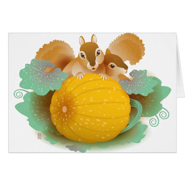 Eichhörnchen im Kürbisflecken (Vorderseite (Horizontal))