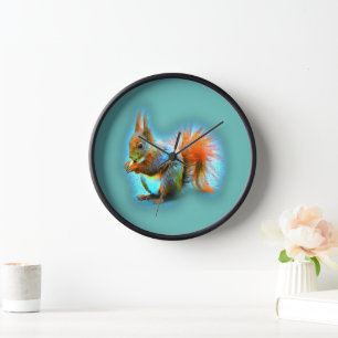 Eichhörnchen im modernen Stil auf türkis Uhr
