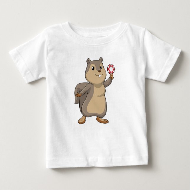 Eichhörnchen im Poker mit Poker-Chips Baby T-shirt (Vorderseite)