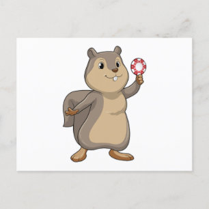 Eichhörnchen im Poker mit Poker-Chips Postkarte