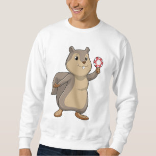 Eichhörnchen im Poker mit Poker-Chips Sweatshirt