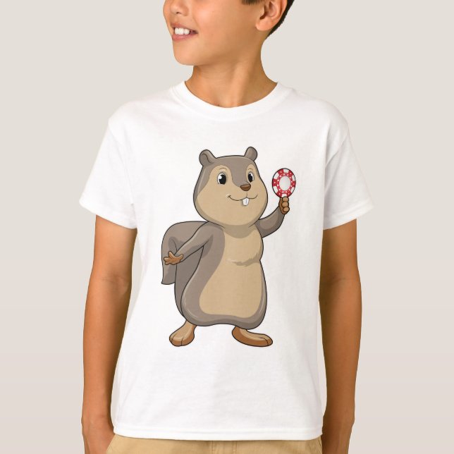 Eichhörnchen im Poker mit Poker-Chips T-Shirt (Vorderseite)