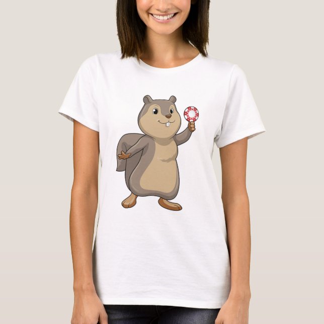 Eichhörnchen im Poker mit Poker-Chips T-Shirt (Vorderseite)