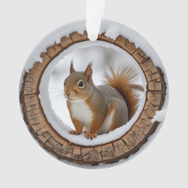 Eichhörnchen im Schnee Ornament (Vorderseite)