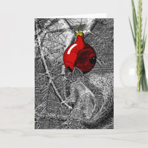 Eichhörnchen im Weihnachtsbaum Karte