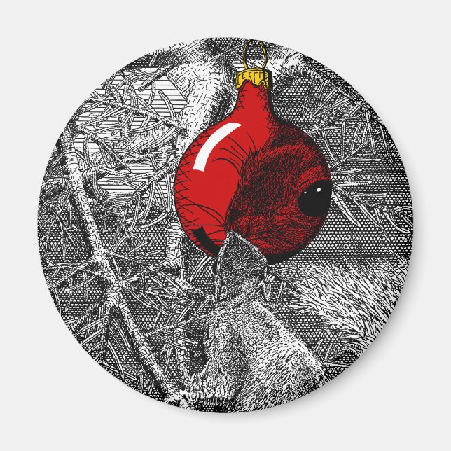 Eichhörnchen im Weihnachtsbaum Magnet (Vorne)