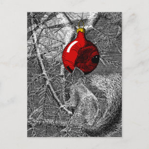 Eichhörnchen im Weihnachtsbaum Postkarte