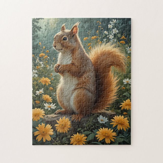 Eichhörnchen in den Blume Puzzle (Vertikal)