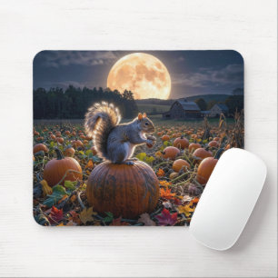 Eichhörnchen in einem Kürbisfeld bei Vollmond Mousepad