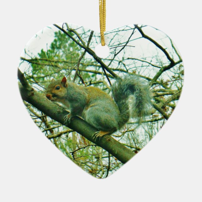 Eichhörnchen in einem leichten blauen Nebel Keramikornament (Vorne)