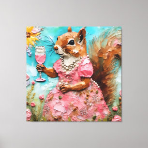 Eichhörnchen in einem rosa Kleid Leinwanddruck