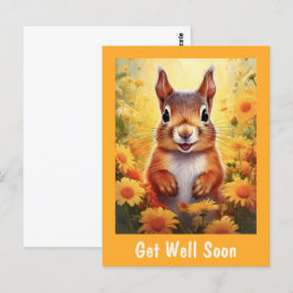 Eichhörnchen in Gelbblüten Niedlich bald wieder gu Postkarte