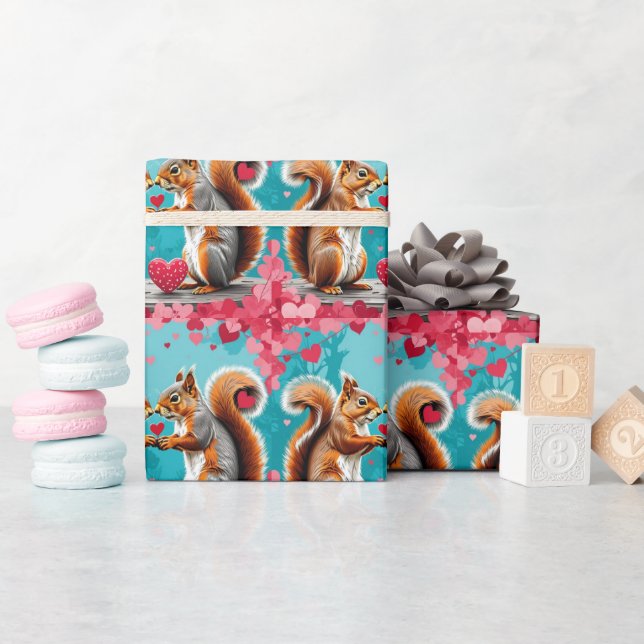 Eichhörnchen in Liebe Geschenkpapier (Babyparty)