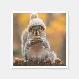 Eichhörnchen in Strick-Hutmutter Serviette