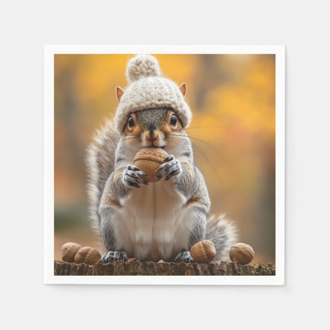 Eichhörnchen in Strick-Hutmutter Serviette (Vorderseite)