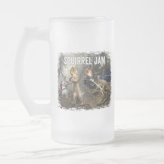 Eichhörnchen-Jam - lustige Rockband Mattglas Bierglas (Links)
