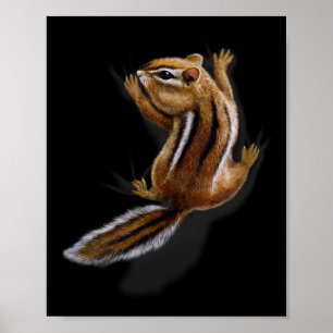 Eichhörnchen klettert hoch, spielendes Streifenhör Poster